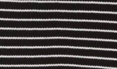 Shop Area Stars Turtleneck Short Sleeve Thin Stripe Print Rib Knit Dress In Black