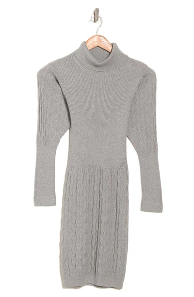 Shop Area Stars Turtleneck Cable Knit Sweater Dress In Grey
