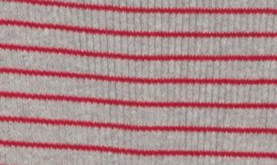Shop Area Stars Berry Turtleneck Short Sleeve Grey Thin Stripe Print Rib Knit Dress