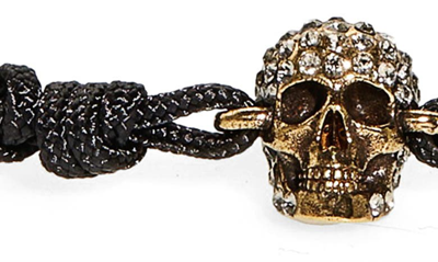 Shop Alexander Mcqueen Crystal Pavé Skull Braided Bracelet