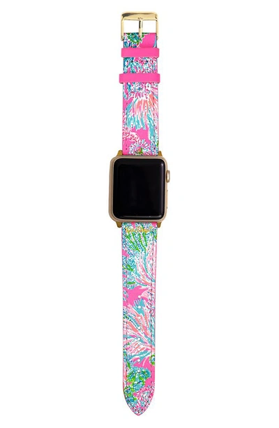 Shop Lilly Pulitzer Seaing Things Leather 199mm Apple Watch® Watchband In Pink