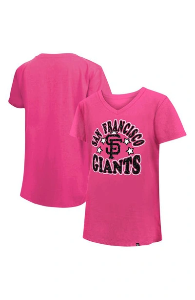 Shop New Era Girls Youth  Pink San Francisco Giants Jersey Stars V-neck T-shirt