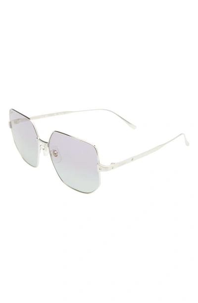 Shop Cartier Polarized Square Sunglasses In Silver