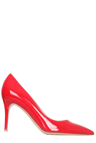 Shop Gianvito Rossi Pointed Toe High Heel Pumps In Red