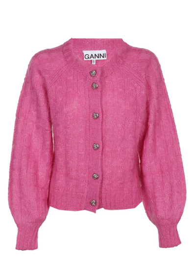 Shop Ganni Cardigan In Pink