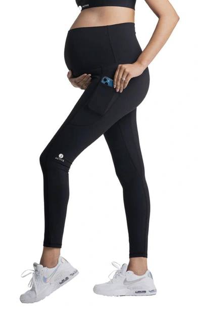 Shop Preggo Leggings Sima Active High Waist Maternity/postpartum Leggings In Black