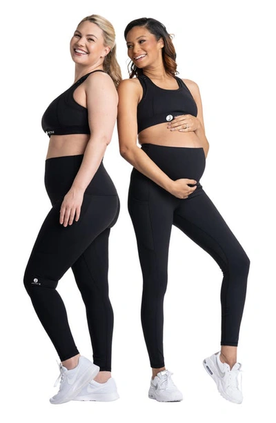 Shop Preggo Leggings Sima Active High Waist Maternity/postpartum Leggings In Black