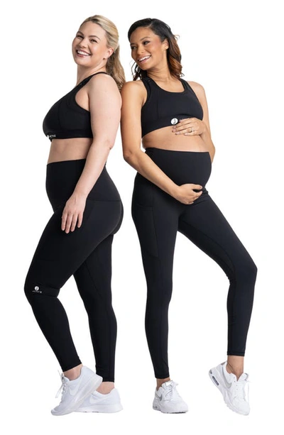 Preggo Leggings Kahina High Waist Maternity/postpartum Active Leggings In Black