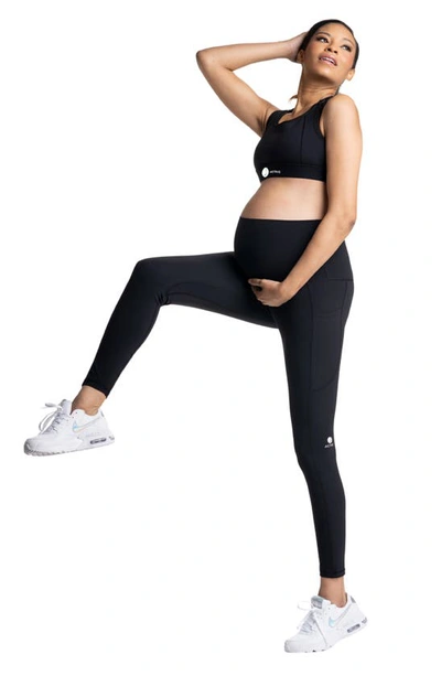 Shop Preggo Leggings Sima Active High Waist Maternity/postpartum Leggings In Black