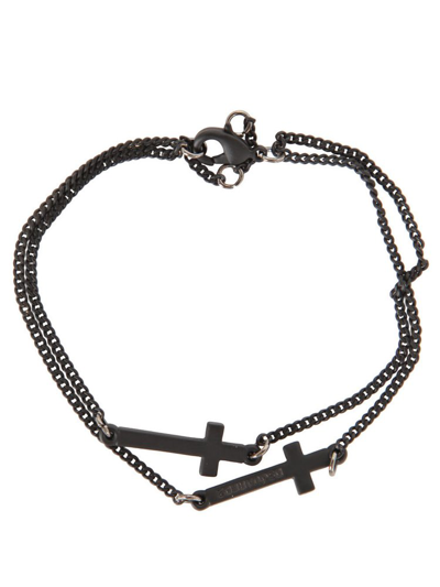 Shop Dsquared2 Double Cross Charm Bracelet In Black