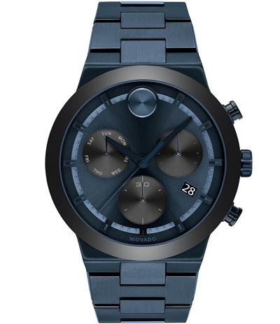 Shop Movado Bold Fusion Chronograph Quartz Blue Dial Mens Watch 3600729 In Black,blue