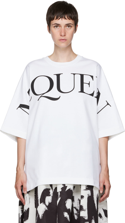 Shop Alexander Mcqueen White Cotton T-shirt In 0909 White / Black