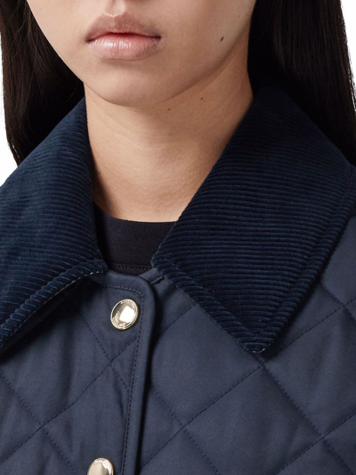 Shop Burberry Recycled Polyester Quilted Jacket In Blue