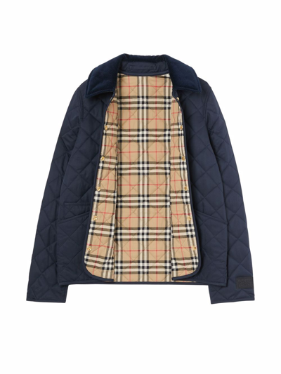 Shop Burberry Recycled Polyester Quilted Jacket In Blue