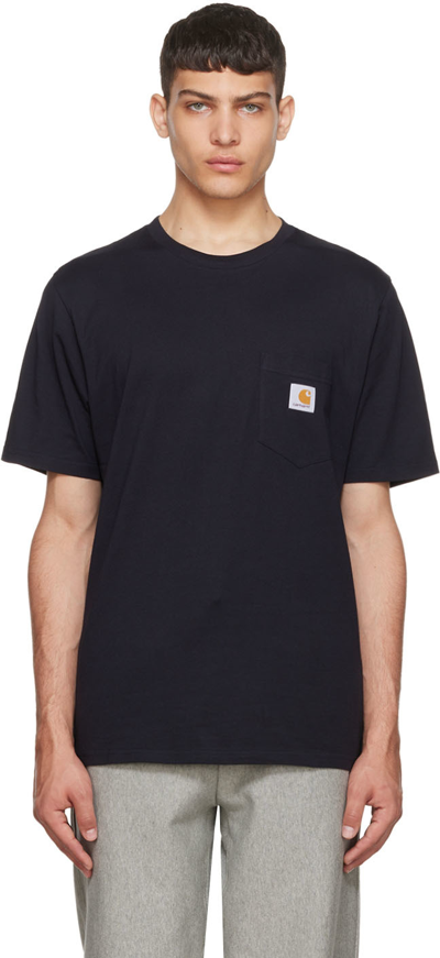 Shop Carhartt Navy Pocket T-shirt In 1cxx Dark Navy