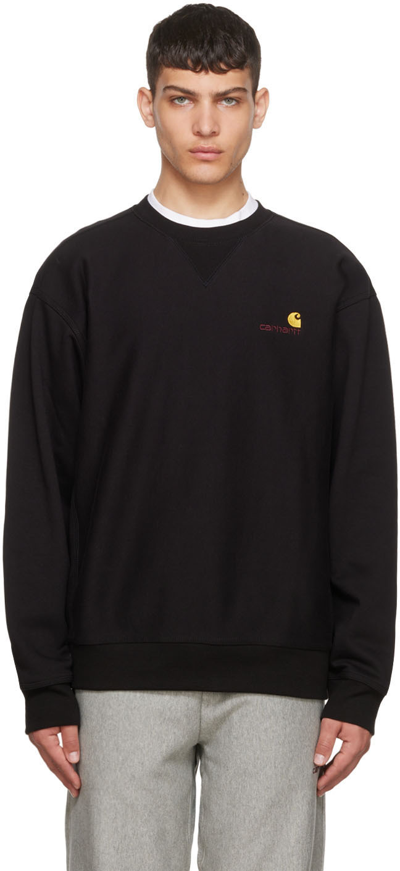 Shop Carhartt Black American Script Sweatshirt In 89xx Black