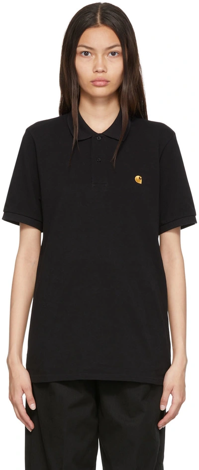 Shop Carhartt Black Chase Polo In Black/gold