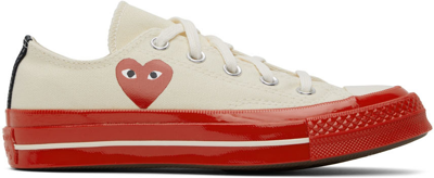 Shop Comme Des Garçons Play Off-white & Red Converse Edition Chuck 70 Low-top Sneakers In 2 Off White