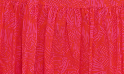 Shop Tommy Hilfiger Palm Print Sleeveless Tiered Midi Dress In Orange/ Pink