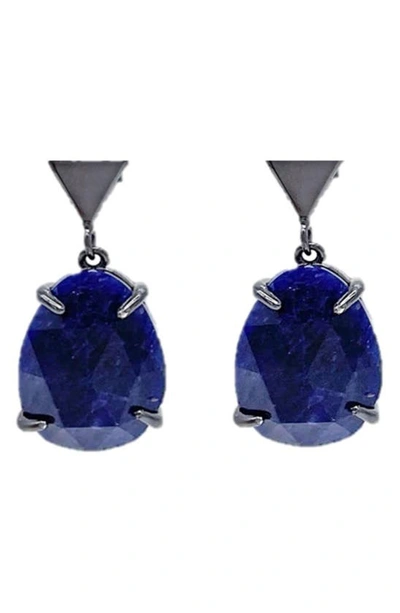 Shop Adornia Fine Sterling Silver & Sapphire Triangle Dangle Earrings In Blue