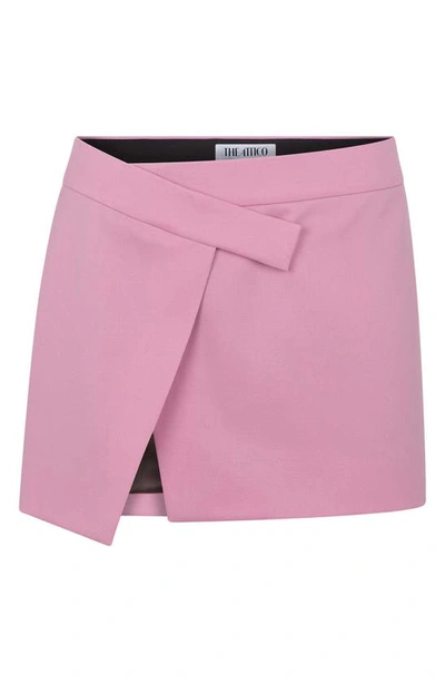 Shop Attico Cloe Asymmetric Stretch Virgin Wool Miniskirt In Mauve