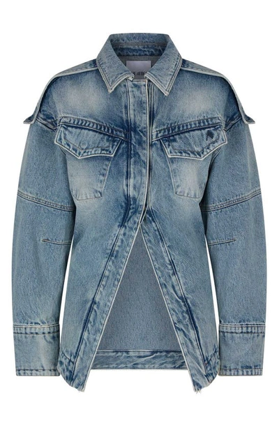 Shop Attico Oversize Denim Jacket In Light Blue