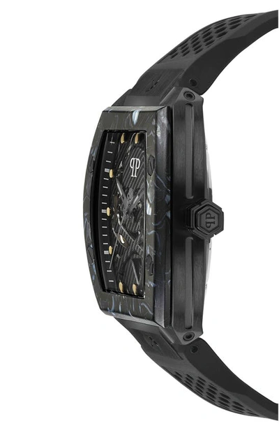 Shop Philipp Plein The $keleton Silicone Strap Watch, 44mm In Ip Black