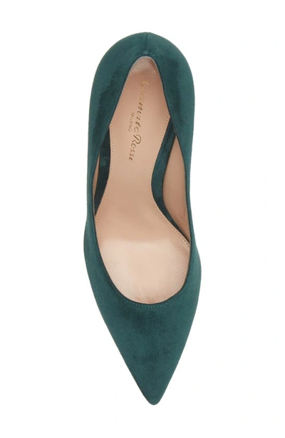 Gianvito Rossi Leather Kitten Heel Pumps With Pointed Toe In Dark Green