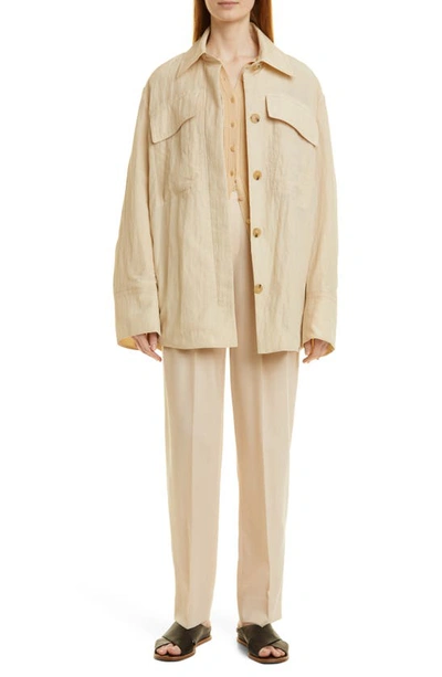 Shop Vince Shirt Jacket In Pale Fawn