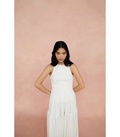 Shop Aje Tidal Corset Midi Dress In Ivory