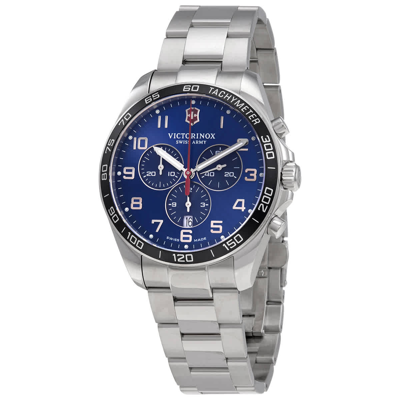 Shop Victorinox Fieldforce Classic Mens Chronograph Quartz Watch 241901 In Blue / Silver