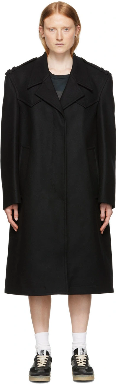 Shop Mm6 Maison Margiela Black Single-breasted Coat In 900 Black