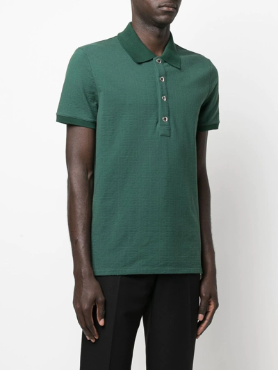 Shop Balmain Logo-embroidered Polo Shirt In Green