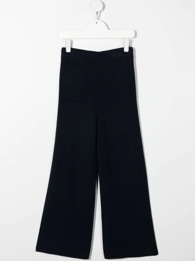 Shop N°21 Embroidered Logo-patch Knitted Trousers In Blue
