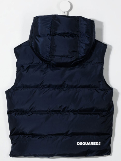 Shop Dsquared2 Rear-logo Hooded Puffer Jacket In Blue