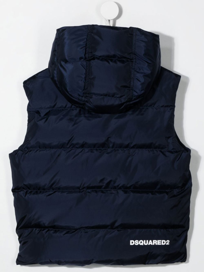 Dsquared2 Rear-logo Hooded Puffer Jacket In Blue