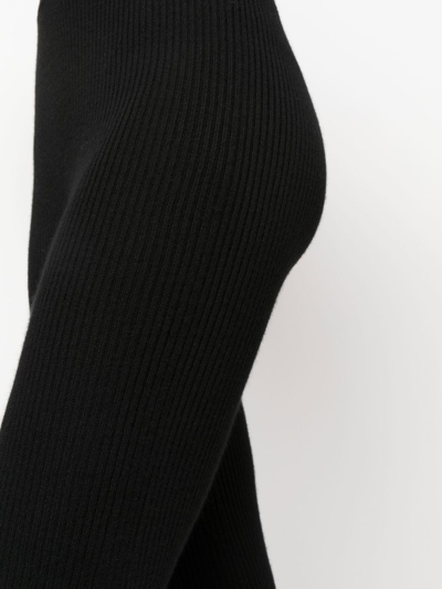 Shop Rick Owens Ribbed-knit Bootcut Trousers In Black