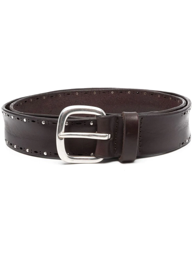 Shop Orciani Stud-embellished Buckled Belt In Brown