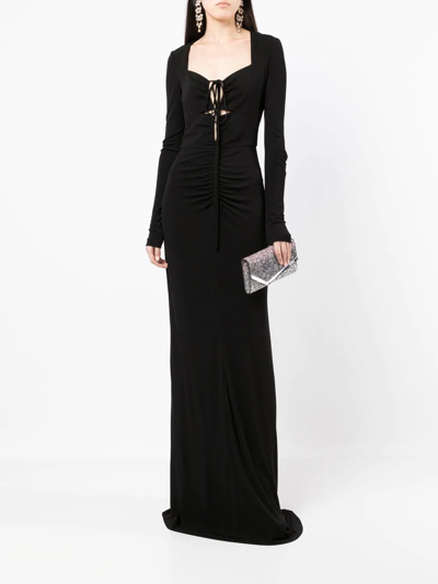 Shop Rebecca Vallance Riccardo Ruched Gown In Black