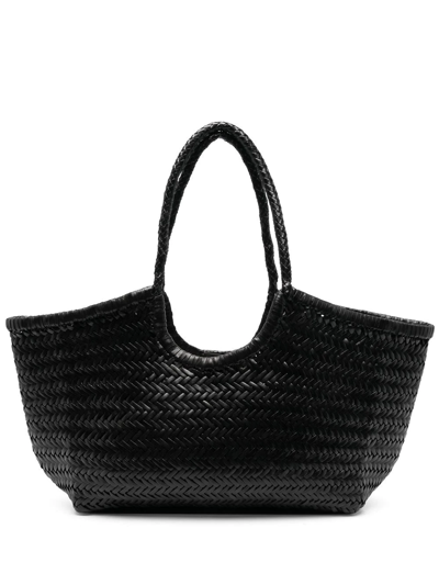 Shop Dragon Diffusion Nantucket Interwoven Leather Tote Bag In Black