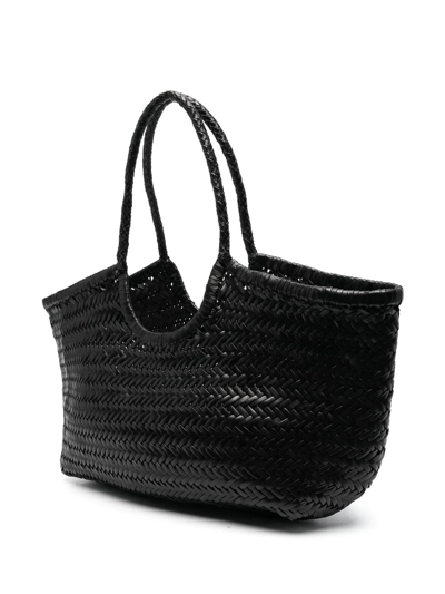 Dragon Diffusion Big Nantucket Woven Leather Basket Bag In Black