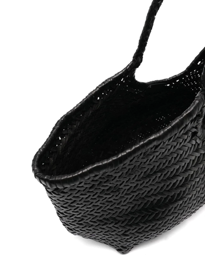 Dragon Diffusion Big Nantucket Woven Leather Basket Bag In Black