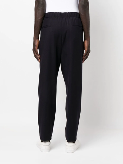 Shop Giorgio Armani Drawstring Virgin Wool Track Trousers In Blue