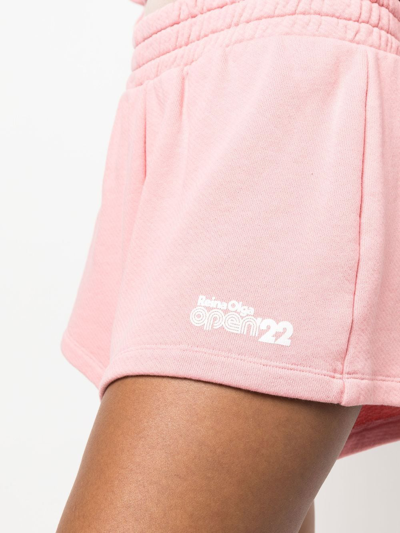 Shop Reina Olga Logo-print Cotton Shorts In Pink