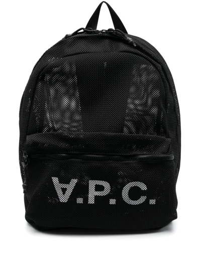 Shop Apc V.p.c Logo-print Mesh Backpack In Black