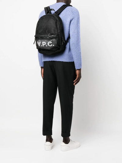 Shop Apc V.p.c Logo-print Mesh Backpack In Black