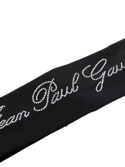 Shop Jean Paul Gaultier Rhinestone-logo Thin Headband In Black