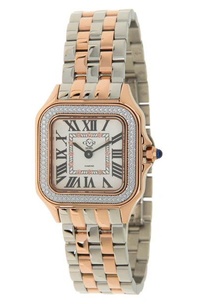 Shop Gv2 Milan Diamond Dial Two-tone Bracelet Watch, 27.5mm In Two Toned Ss Iprg