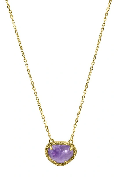 Shop Adornia Fine 14k Gold Plated Sterling Silver Diamond & Birthstone Halo Pendant Necklace In Gold - Amethyst