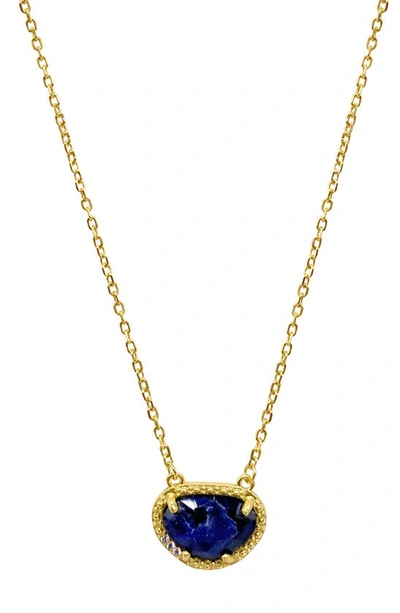 Shop Adornia Fine 14k Gold Plated Sterling Silver Diamond & Birthstone Halo Pendant Necklace In Gold - Sapphire